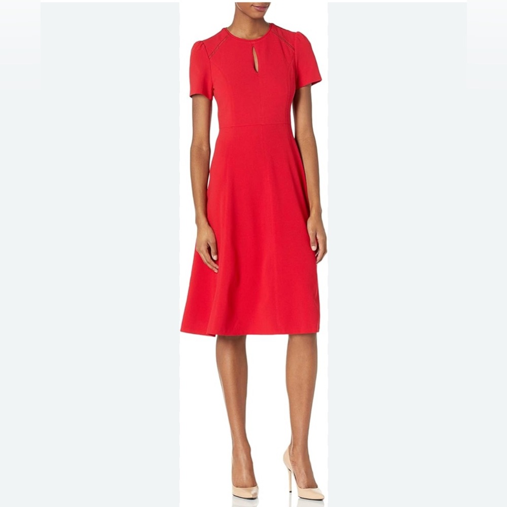 Tommy Hilfiger Women’s Red Short Sleeve A-Line Midi Dress Size 4